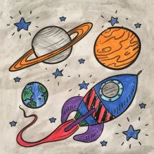 Макар Е в конкурсе «Помоги космонавтам добраться до Марса! Нарисуй космический шатл»