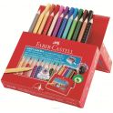 Цветные карандаши Jumbo Grip 12 шт + фломастеры 10 шт и металлическая точилка в картонной коробке