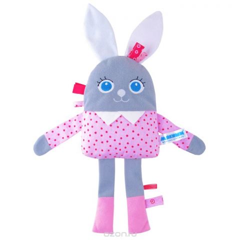 Развивающая игрушка Мякиши "Мой зайчик", цвет: серый, белый, розовый