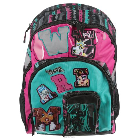 Рюкзак школьный "Monster High", цвет: черный, розовый, бирюзовый. MHCB-MT1-767