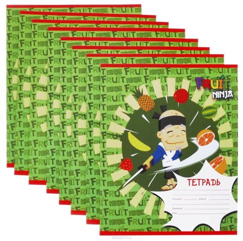 Action! Набор тетрадей в клетку Fruit Ninja цвет зеленый 24 листа 8 шт