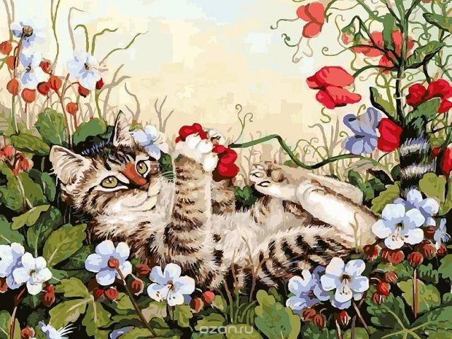 Живопись на холсте Белоснежка "Кошкины забавы", 30 х 40 см