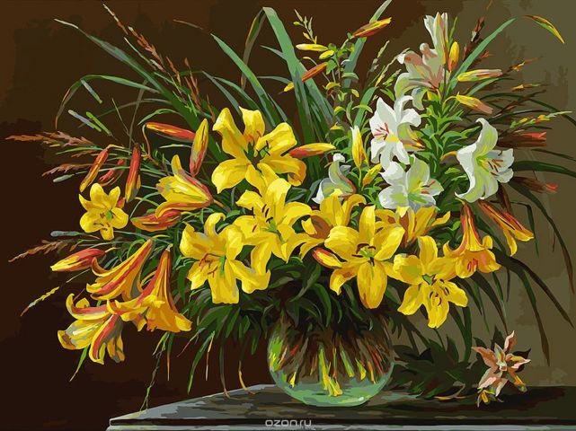 Живопись на холсте Белоснежка "Золотая лилия", 30 х 40 см