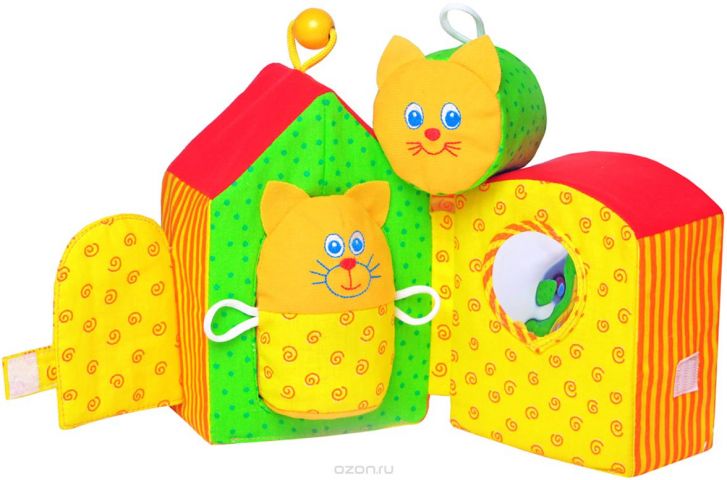 Мякиши Мягкая развивающая игрушка Кошкин дом цвет красный желтый зеленый