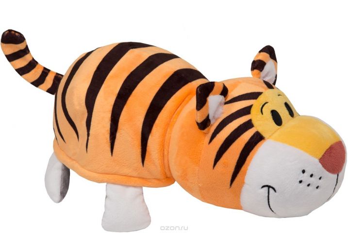 1TOY Мягкая игрушка Вывернушка 2в1 Тигр-Слон длина 35 см