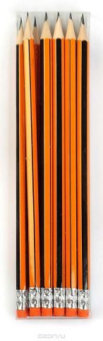 Calligrata Карандаш чернографитный Полоски с ластиком твердость HB цвет корпуса оранжевый черный