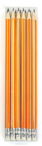 Calligrata Карандаш чернографитный Полоски с ластиком твердость HB цвет корпуса оранжевый белый