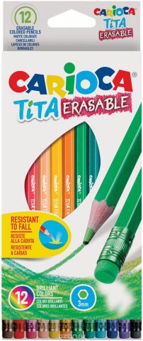 Carioca Набор цветных карандашей Tita Erasable 12 цветов шестигранные